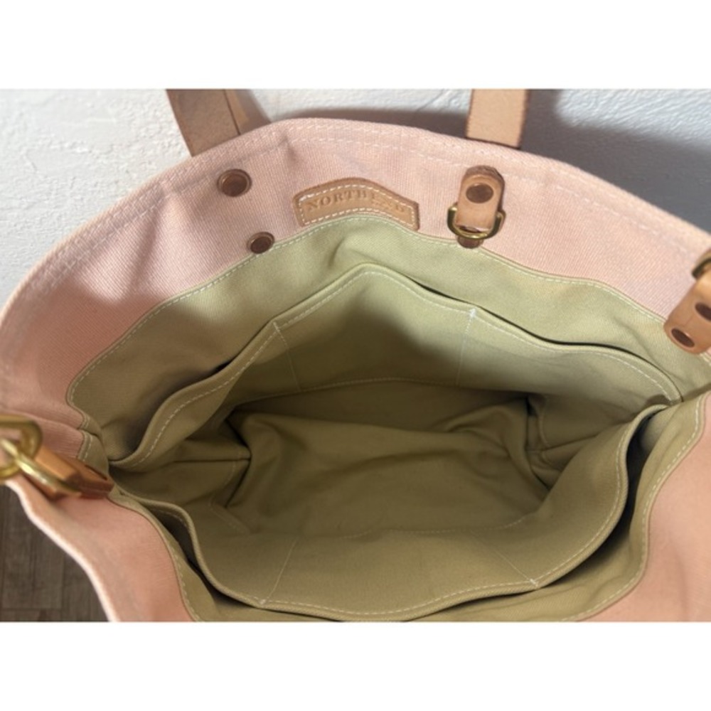 North End Bag Co The MARTIN Tote Bag Peachy Pink Canvas & Leather Trim Crossbody - Picture 11 of 15